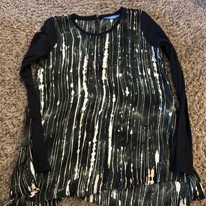 Simply Vera Vera Wang Black and Cream Long Sleeve Top